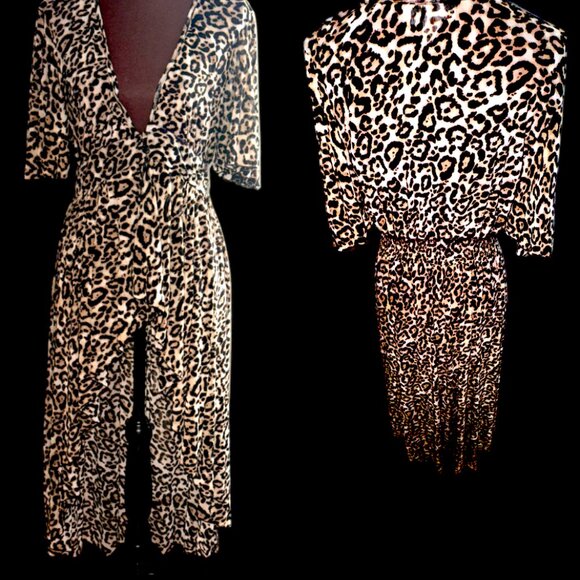 Sheer Leopard Swimsuit Cover, women Cover, Ladies Long Hi-Lo Dress/Pants Wrap - Picture 2 of 16